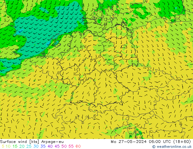 Rüzgar 10 m Arpege-eu Pzt 27.05.2024 06 UTC