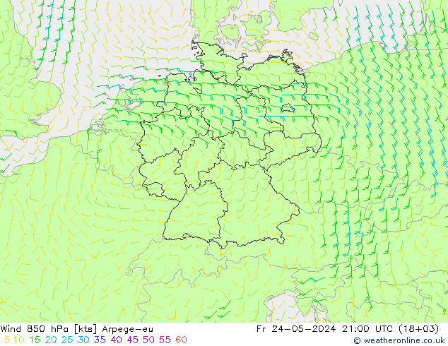 Wind 850 hPa Arpege-eu vr 24.05.2024 21 UTC