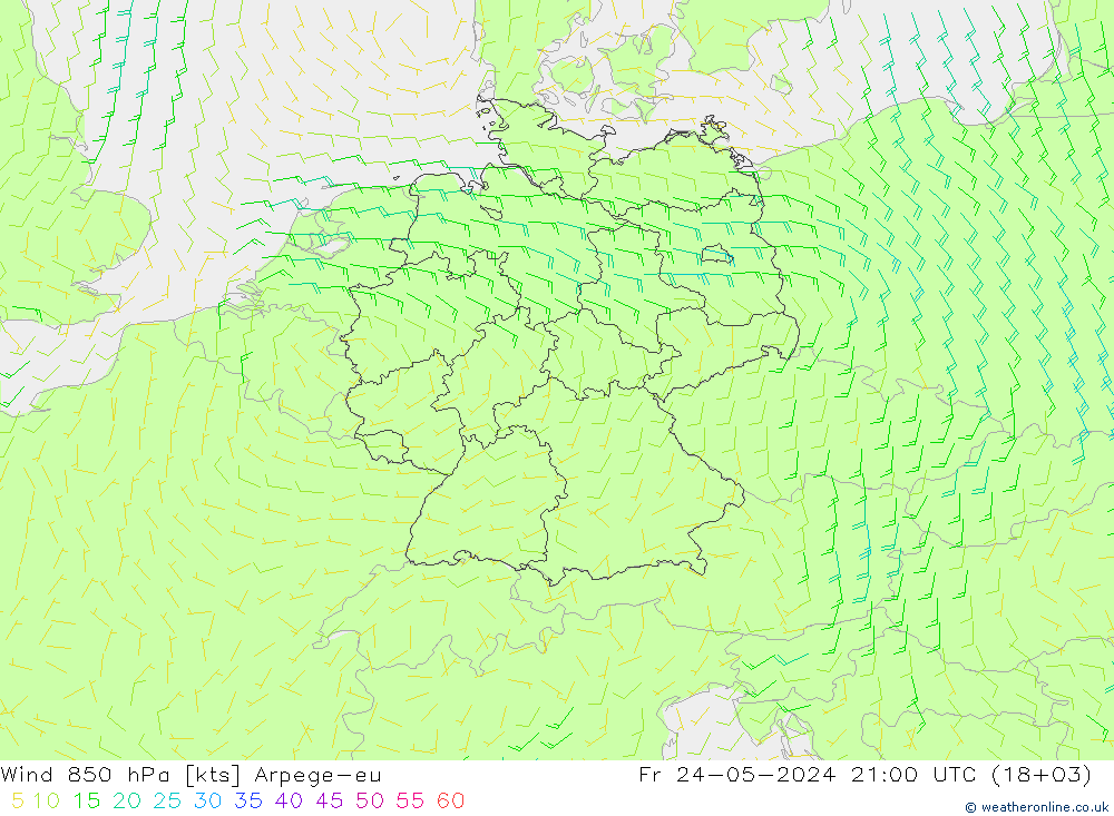 风 850 hPa Arpege-eu 星期五 24.05.2024 21 UTC