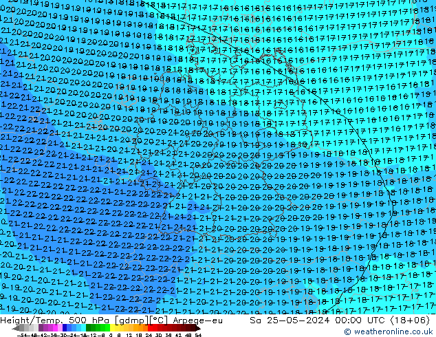 Geop./Temp. 500 hPa Arpege-eu sáb 25.05.2024 00 UTC