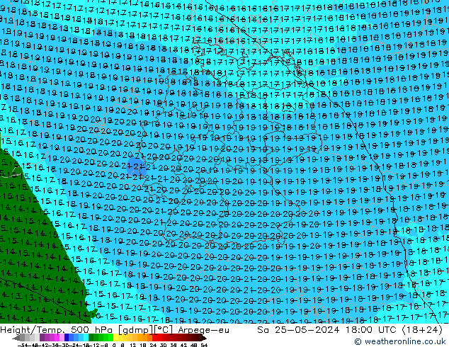 Height/Temp. 500 hPa Arpege-eu Sa 25.05.2024 18 UTC