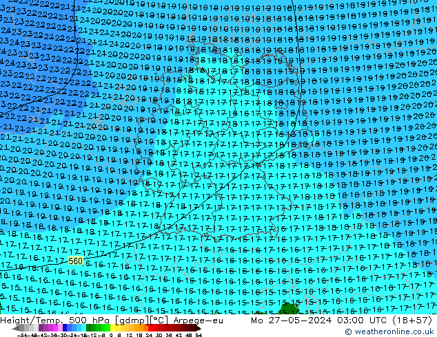 Height/Temp. 500 hPa Arpege-eu Seg 27.05.2024 03 UTC