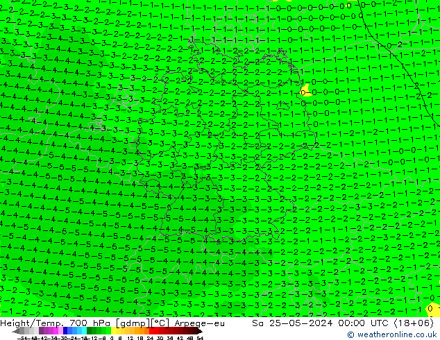 Geop./Temp. 700 hPa Arpege-eu sáb 25.05.2024 00 UTC