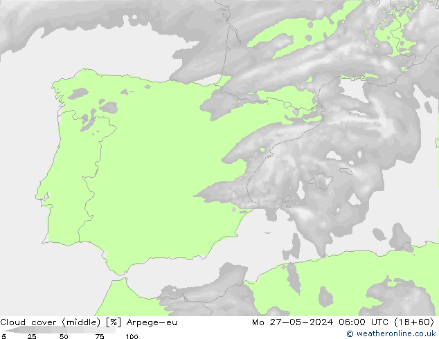 Nuages (moyen) Arpege-eu lun 27.05.2024 06 UTC