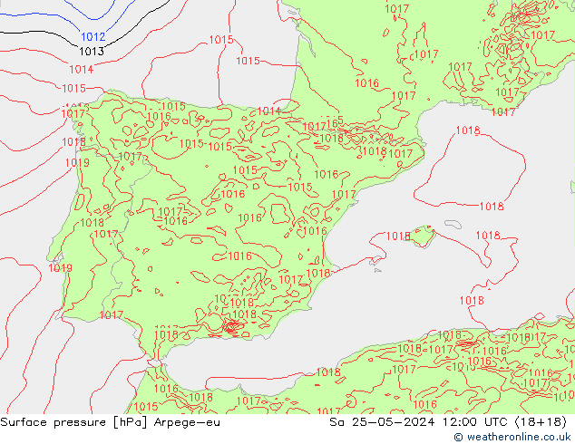 приземное давление Arpege-eu сб 25.05.2024 12 UTC