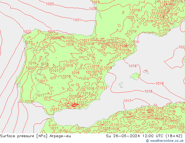 приземное давление Arpege-eu Вс 26.05.2024 12 UTC