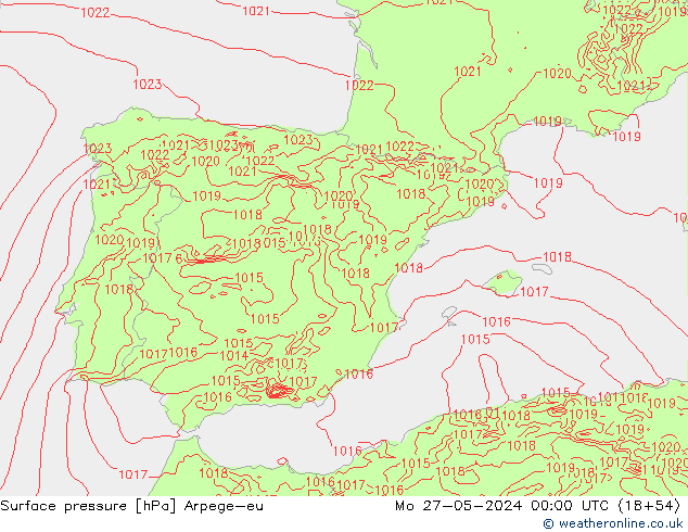 Pressione al suolo Arpege-eu lun 27.05.2024 00 UTC