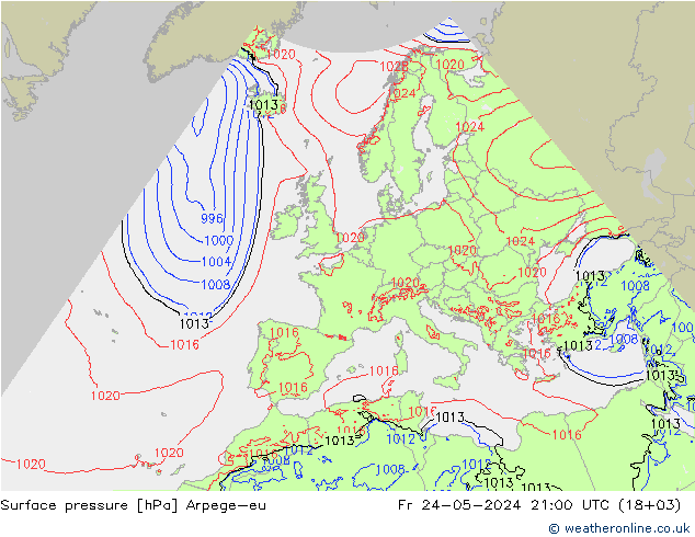 pression de l'air Arpege-eu ven 24.05.2024 21 UTC
