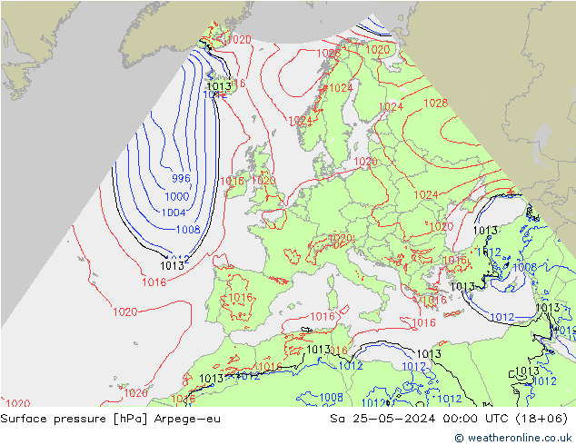 Surface pressure Arpege-eu Sa 25.05.2024 00 UTC