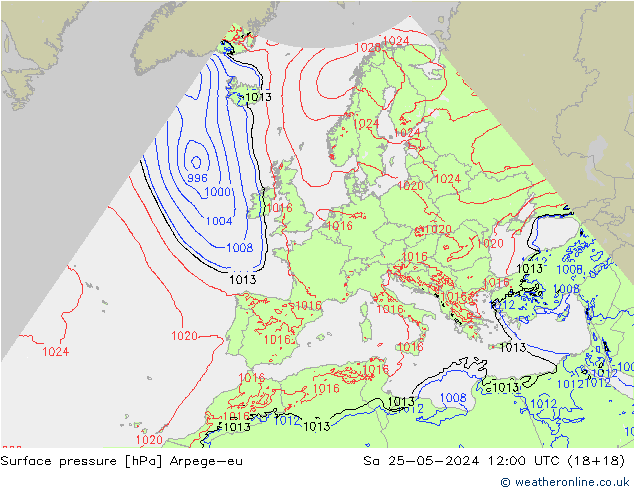 Luchtdruk (Grond) Arpege-eu za 25.05.2024 12 UTC