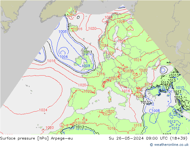 приземное давление Arpege-eu Вс 26.05.2024 09 UTC