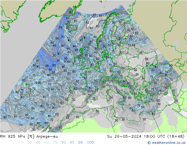 925 hPa Nispi Nem Arpege-eu Paz 26.05.2024 18 UTC