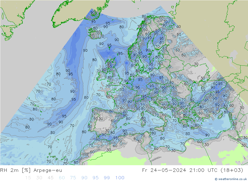 RH 2m Arpege-eu Fr 24.05.2024 21 UTC