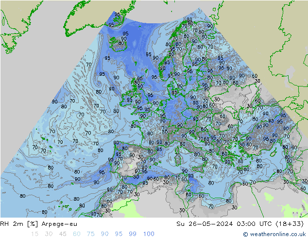 RH 2m Arpege-eu Su 26.05.2024 03 UTC