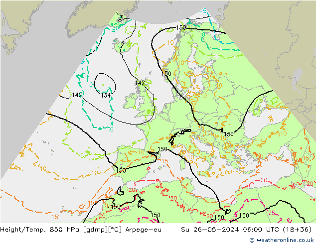 Height/Temp. 850 hPa Arpege-eu Su 26.05.2024 06 UTC