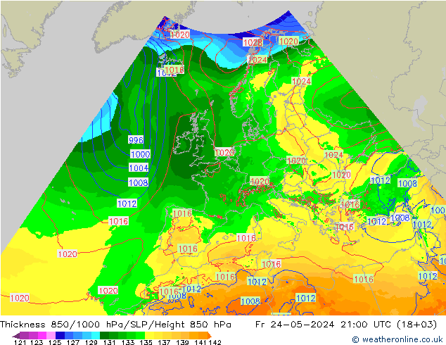 Thck 850-1000 hPa Arpege-eu ven 24.05.2024 21 UTC