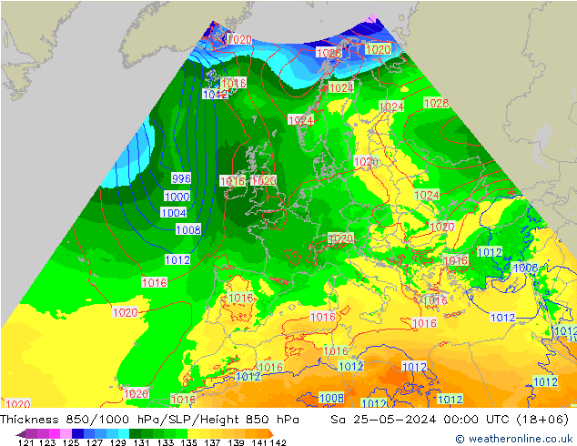 Thck 850-1000 hPa Arpege-eu Sáb 25.05.2024 00 UTC