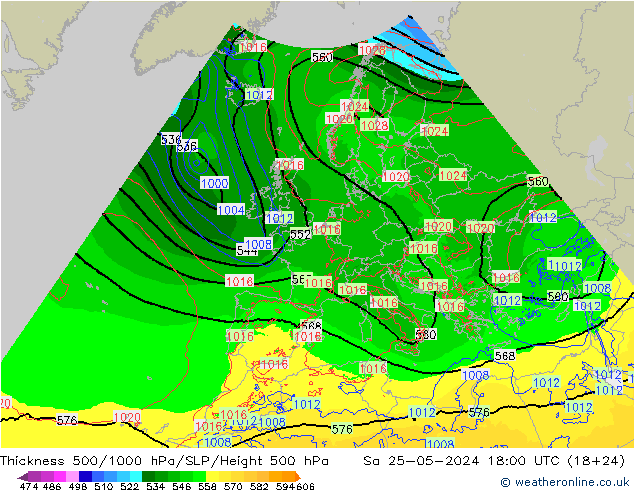 Thck 500-1000hPa Arpege-eu Sáb 25.05.2024 18 UTC