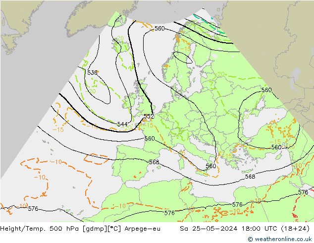 Hoogte/Temp. 500 hPa Arpege-eu za 25.05.2024 18 UTC