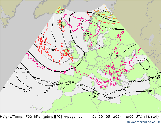 Yükseklik/Sıc. 700 hPa Arpege-eu Cts 25.05.2024 18 UTC