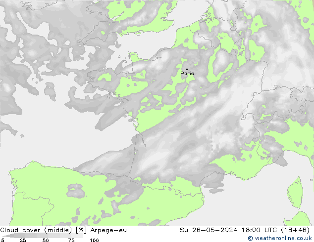 nuvens (médio) Arpege-eu Dom 26.05.2024 18 UTC
