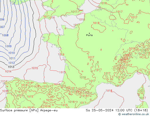 приземное давление Arpege-eu сб 25.05.2024 12 UTC