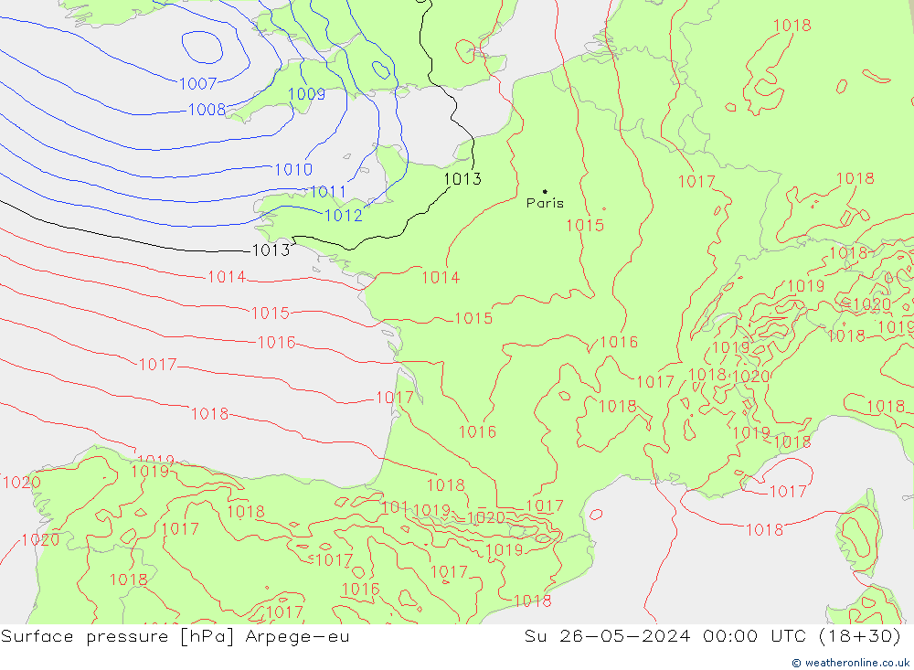 pressão do solo Arpege-eu Dom 26.05.2024 00 UTC