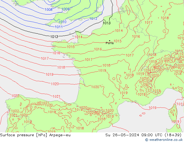 приземное давление Arpege-eu Вс 26.05.2024 09 UTC