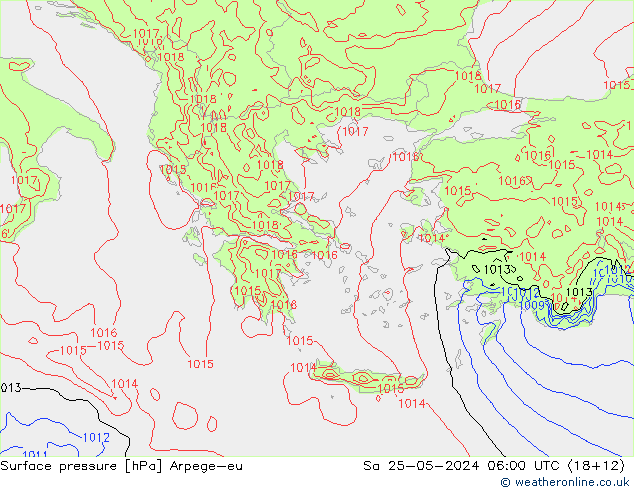 Atmosférický tlak Arpege-eu So 25.05.2024 06 UTC