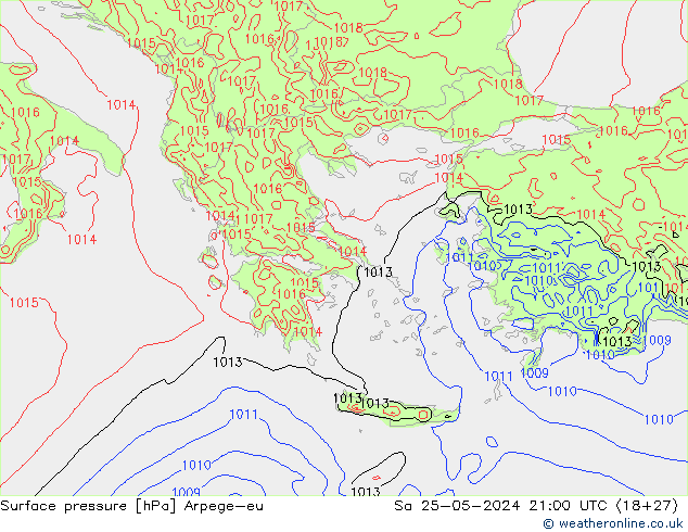 Luchtdruk (Grond) Arpege-eu za 25.05.2024 21 UTC