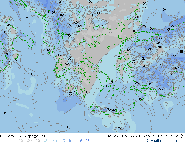 RH 2m Arpege-eu lun 27.05.2024 03 UTC