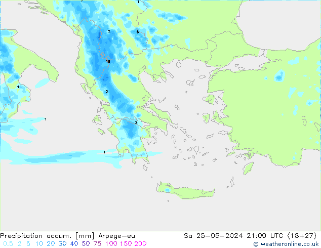 Precipitation accum. Arpege-eu sab 25.05.2024 21 UTC