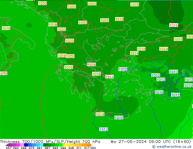 Thck 700-1000 hPa Arpege-eu Po 27.05.2024 06 UTC