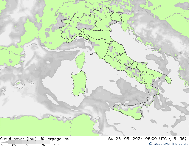 Bewolking (Laag) Arpege-eu zo 26.05.2024 06 UTC