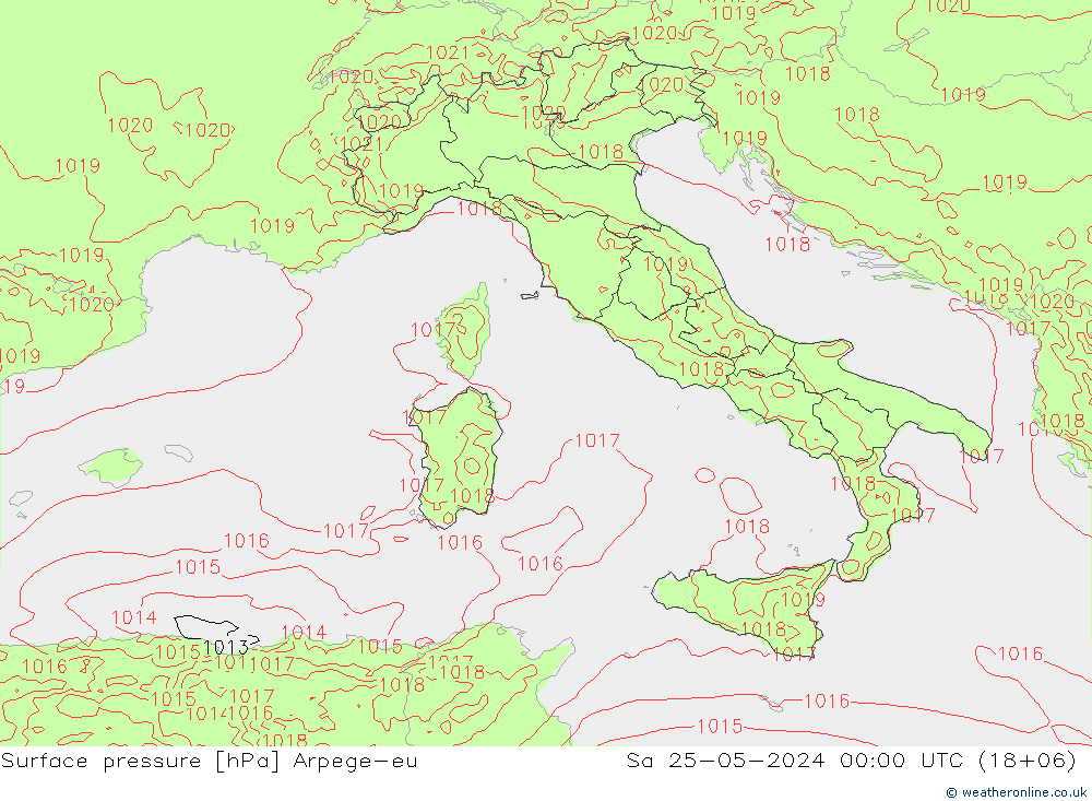 Surface pressure Arpege-eu Sa 25.05.2024 00 UTC