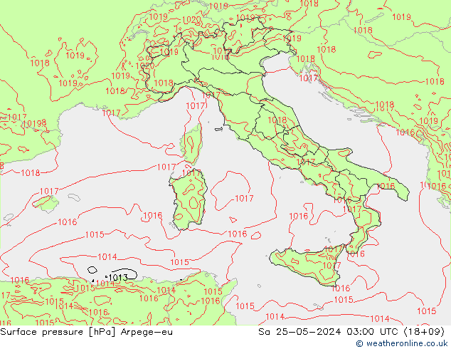 Surface pressure Arpege-eu Sa 25.05.2024 03 UTC