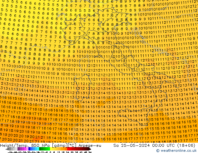 Height/Temp. 850 hPa Arpege-eu Sa 25.05.2024 00 UTC