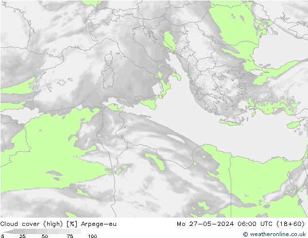 Nuages (élevé) Arpege-eu lun 27.05.2024 06 UTC