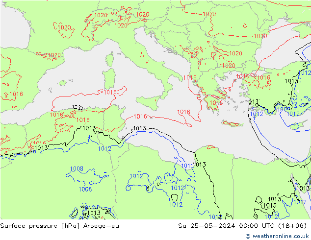 Surface pressure Arpege-eu Sa 25.05.2024 00 UTC