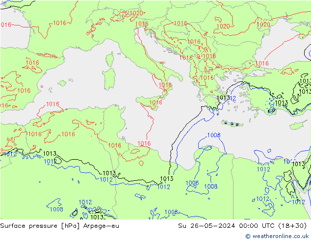 Surface pressure Arpege-eu Su 26.05.2024 00 UTC