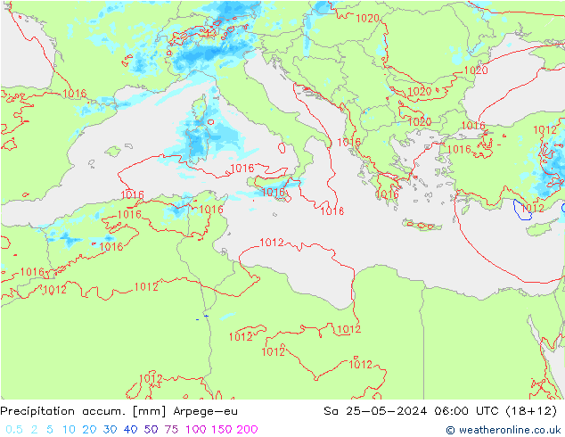 Toplam Yağış Arpege-eu Cts 25.05.2024 06 UTC