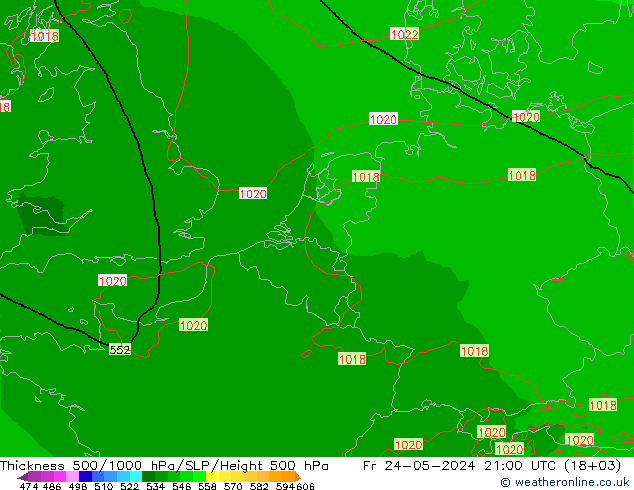 Thck 500-1000hPa Arpege-eu Fr 24.05.2024 21 UTC