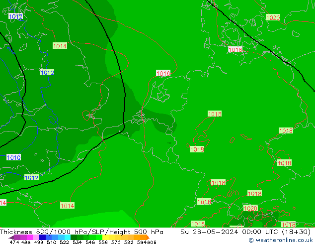 Thck 500-1000hPa Arpege-eu Ne 26.05.2024 00 UTC