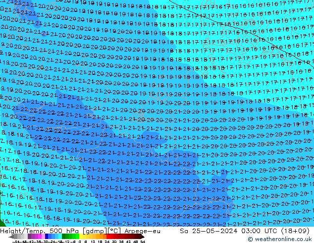 Height/Temp. 500 hPa Arpege-eu Sa 25.05.2024 03 UTC