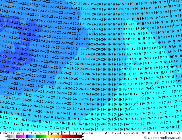 Height/Temp. 500 hPa Arpege-eu Seg 27.05.2024 06 UTC