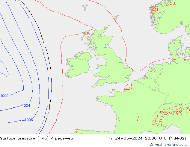 Yer basıncı Arpege-eu Cu 24.05.2024 20 UTC