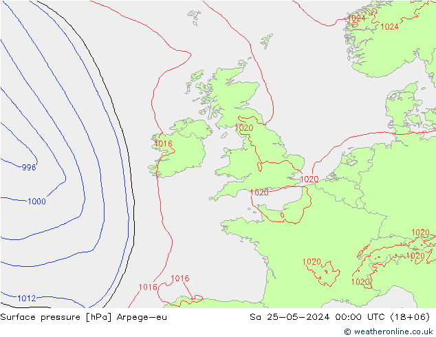 Luchtdruk (Grond) Arpege-eu za 25.05.2024 00 UTC