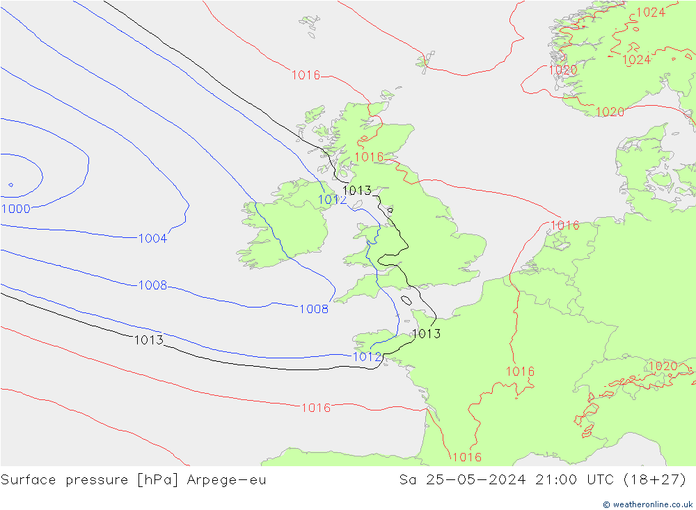 Luchtdruk (Grond) Arpege-eu za 25.05.2024 21 UTC