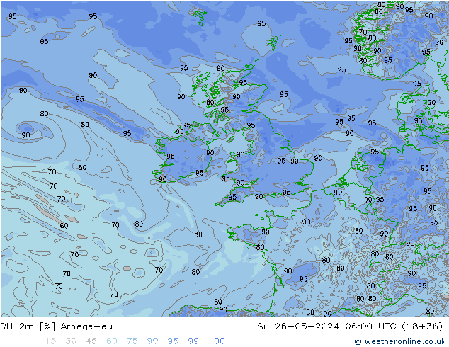 RH 2m Arpege-eu  26.05.2024 06 UTC