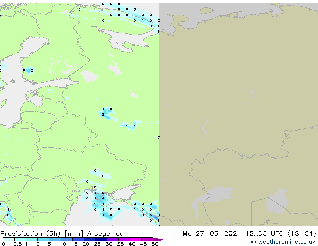 Precipitazione (6h) Arpege-eu lun 27.05.2024 00 UTC